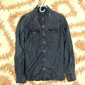 Forever21 Denim Shirt with Gold Studs